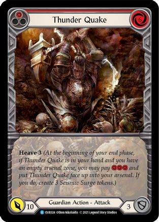 Thunder Quake (Red) | Rare [Rainbow Foil Extended Art] - First Edition