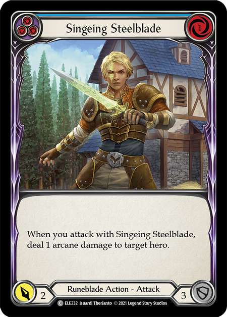 Singeing Steelblade (Blue) | Common [Rainbow Foil] - First Edition