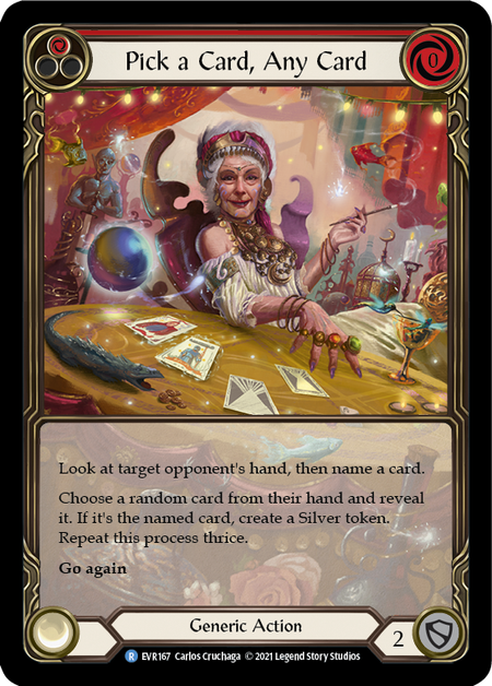 Pick a Card, Any Card (Red) | Rare [Rainbow Foil Extended Art] - First Edition