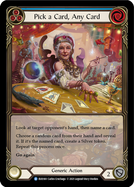 Pick a Card, Any Card (Blue) | Rare [Rainbow Foil Extended Art] - First Edition