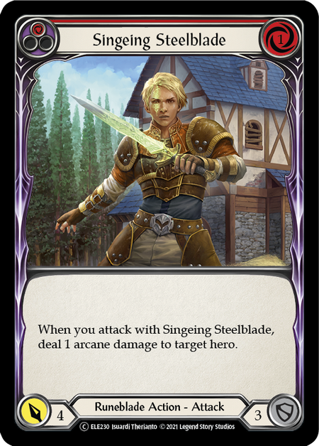 Singeing Steelblade (Red) | Common [Rainbow Foil] - Unlimited