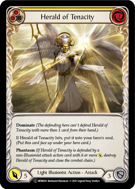 Herald of Tenacity (Yellow) | Common [Rainbow Foil] - Unlimited