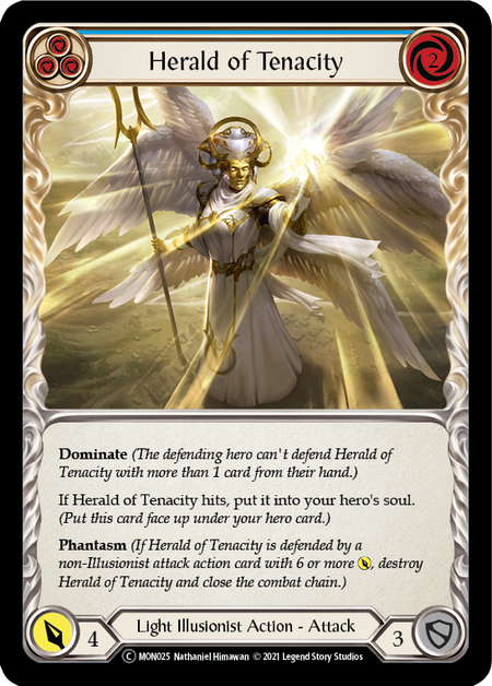 Herald of Tenacity (Blue) | Common [Rainbow Foil] - Unlimited